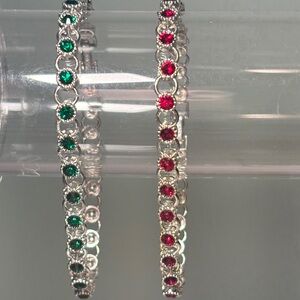 Avon Jewel Tone Tennis Bracelets with Red and Green Accents Set of 2